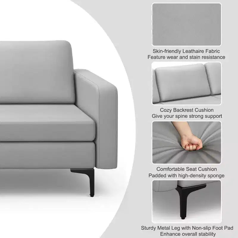 Costway Modular 3-Seat Sofa Couch w/ Socket USB Ports & Side Storage Pocket