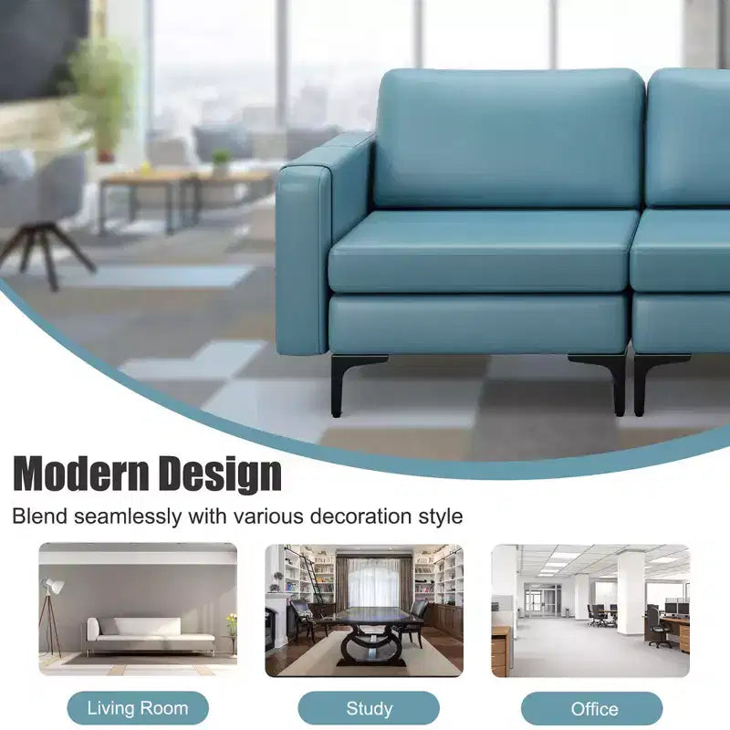 Costway Modular 3-Seat Sofa Couch w/ Socket USB Ports & Side Storage Pocket