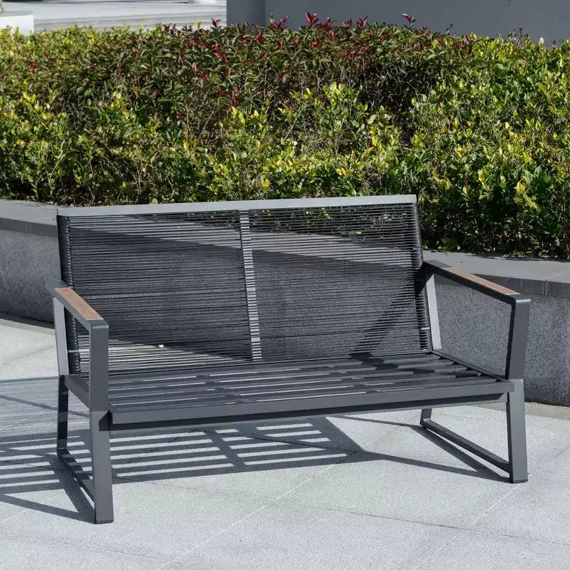 Conjunto de Muebles de Patio de 4 Piezas Outsunny, Juego de Conversación de Aluminio, Juego de Sofás de Jardín para Exteriores con Sillones, Sofá Biplaza, Mesa de Centro y Cojines
