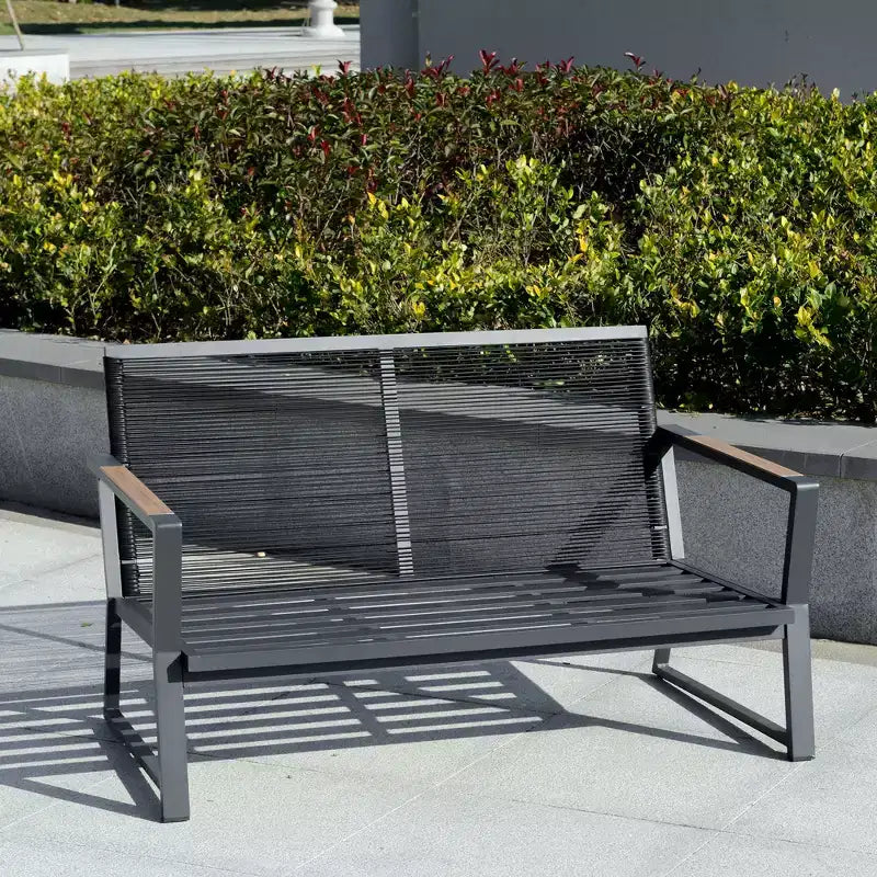 Conjunto de Muebles de Patio de 4 Piezas Outsunny, Juego de Conversación de Aluminio, Juego de Sofás de Jardín para Exteriores con Sillones, Sofá Biplaza, Mesa de Centro y Cojines