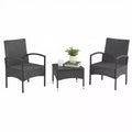 Outdoor Patio Furniture Set  3-Piece Rattan Seating Combo with 2 Chairs and Table for Deck, Balcony, or Front Porch Furniture by Lavish Home (Gray)