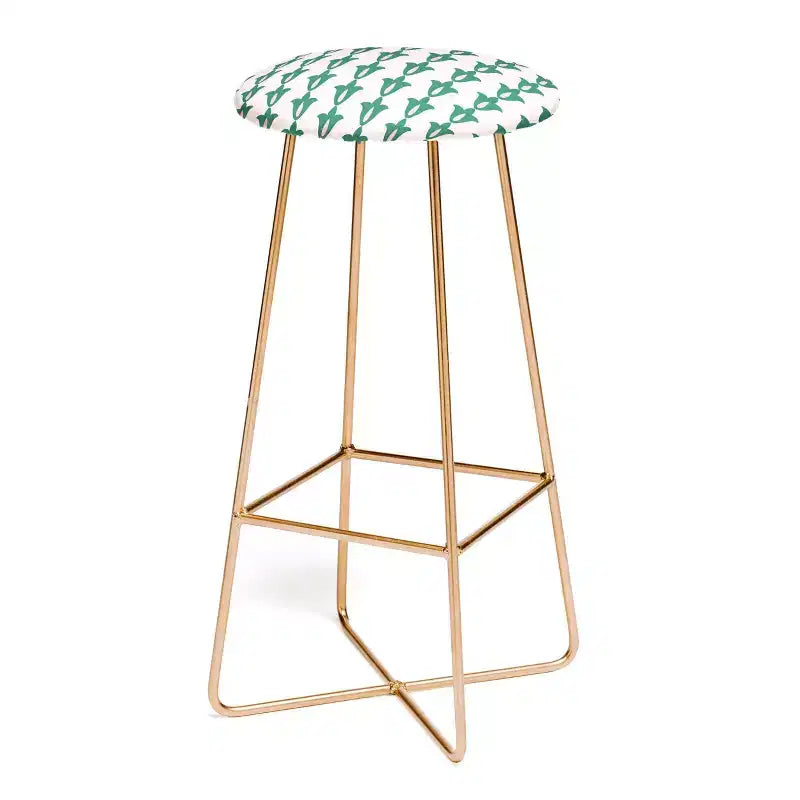 Taburete de bar con estampado floral retro, estructura de acero, piel sintética, 76 cm de altura de asiento