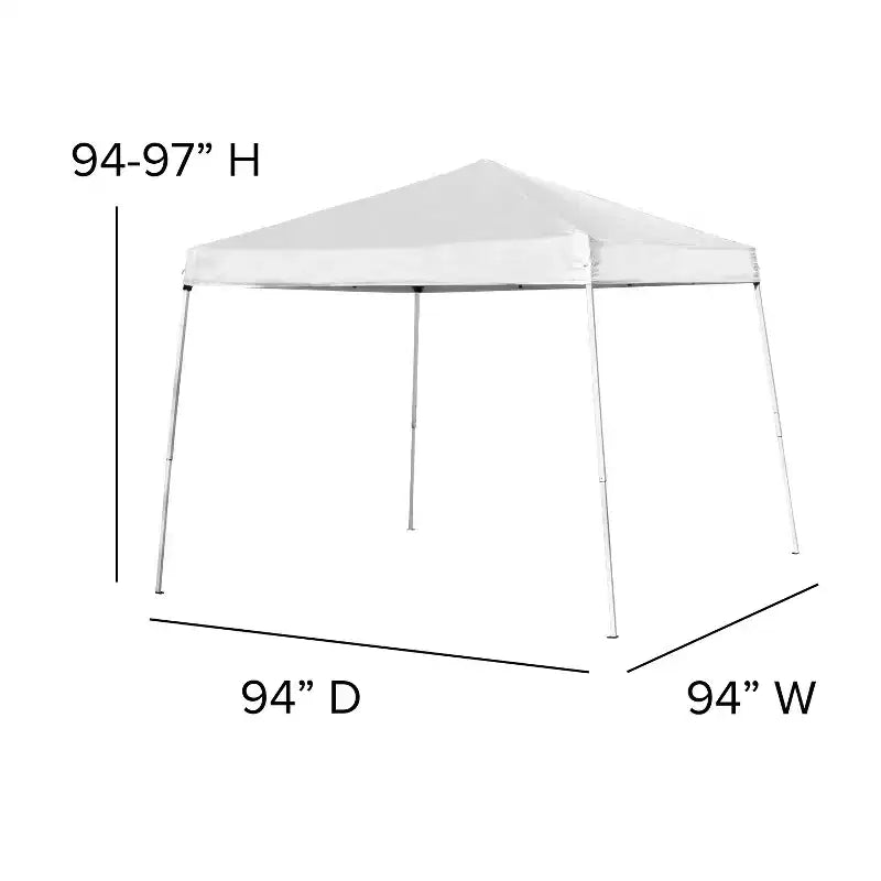 Juego portátil de puerta trasera, camping o eventos de Emma y Oliver con carpa tipo toldo blanca emergente con bolsa de transporte y mesa plegable con bancos.