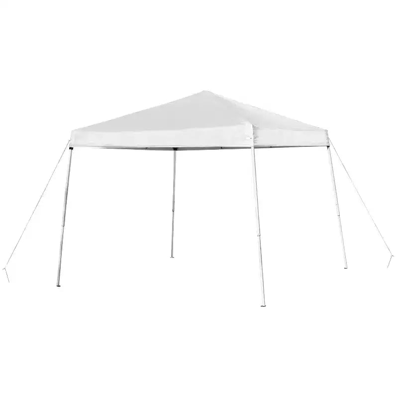 Juego portátil de puerta trasera, camping o eventos de Emma y Oliver con carpa tipo toldo blanca emergente con bolsa de transporte y mesa plegable con bancos.