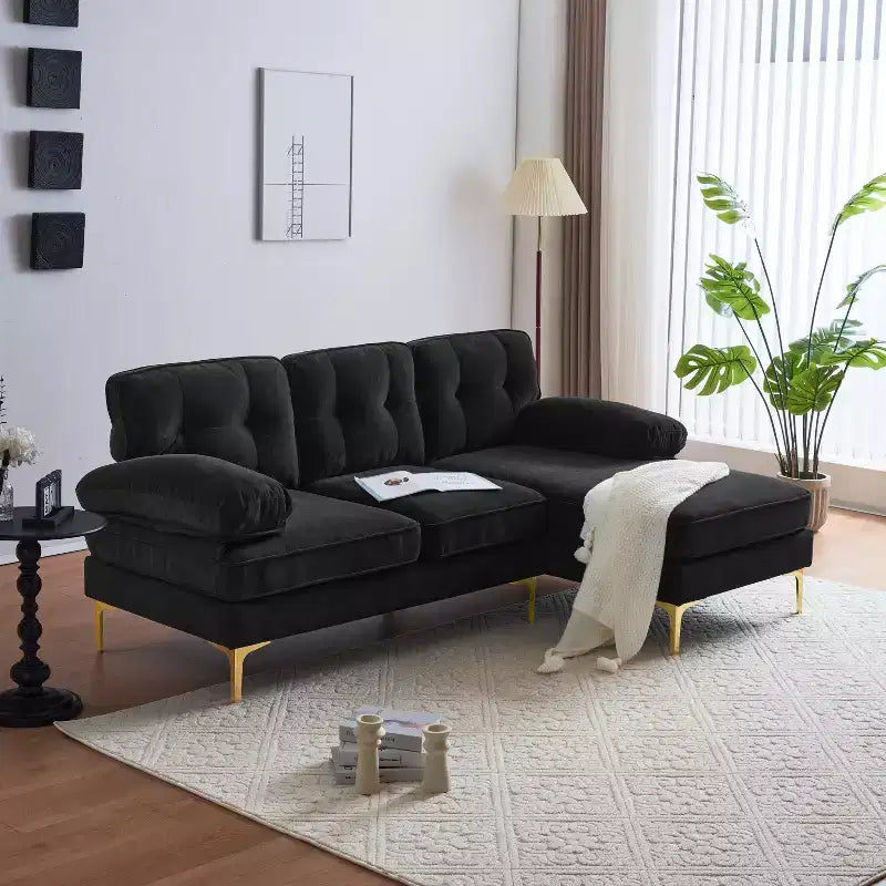 83 Modern Velvet Upholstered Sectional Sofas Couch-ModernLuxe