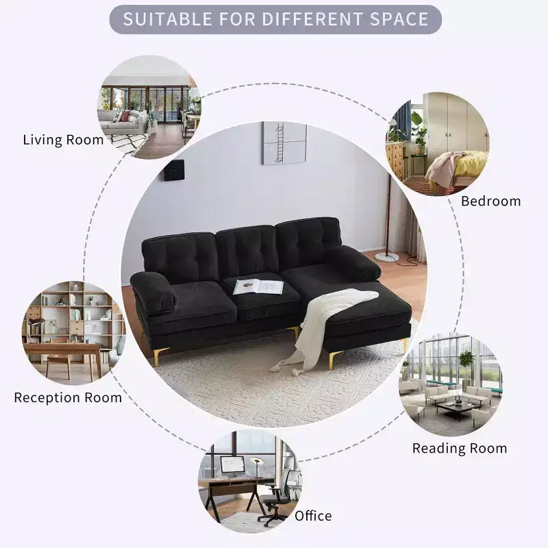 83 Modern Velvet Upholstered Sectional Sofas Couch-ModernLuxe