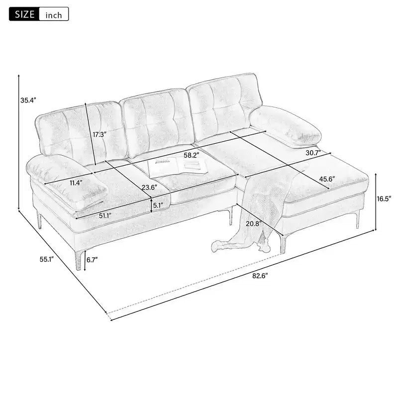 83 Modern Velvet Upholstered Sectional Sofas Couch-ModernLuxe