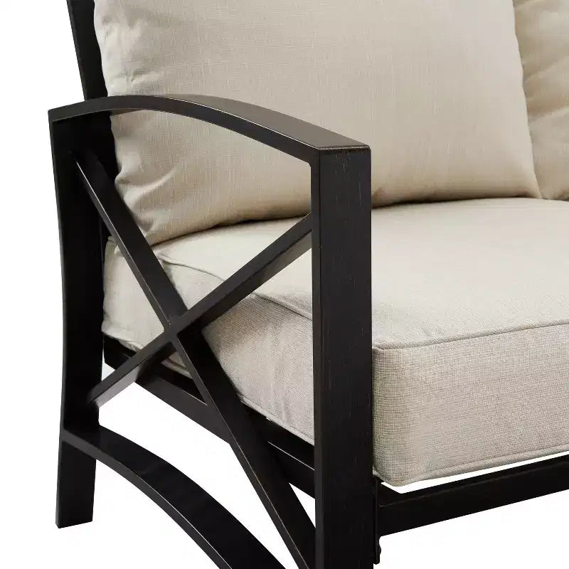 Juego de sofá de patio exterior de 5 piezas Crosley Kaplan con mesa de fuego