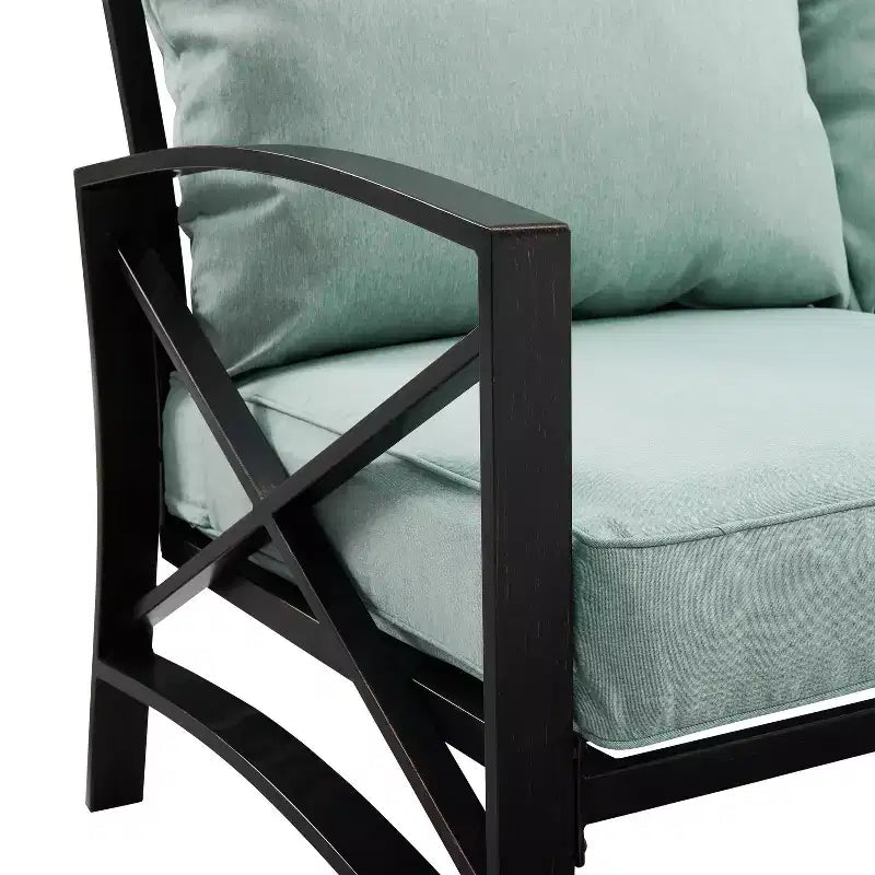 Juego de sofá de patio exterior de 5 piezas Crosley Kaplan con mesa de fuego