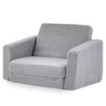 Costway 2-in-1 Toddler Fold out Couch Childrens Convertible Sofa to Lounger Grey