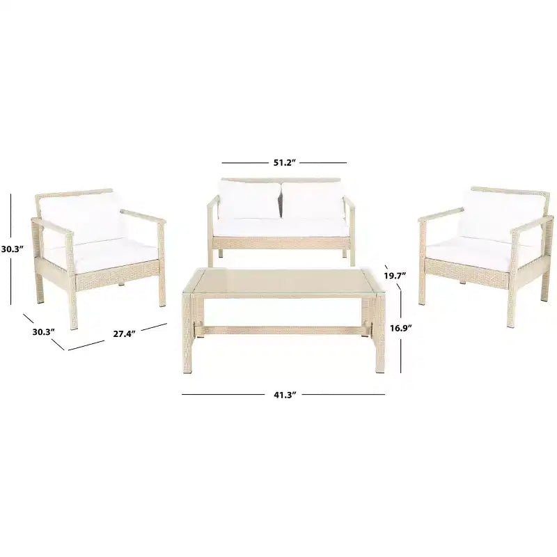 Juego de sala Garnen de 4 piezas - Interior/exterior - PAT7714 - Safavieh