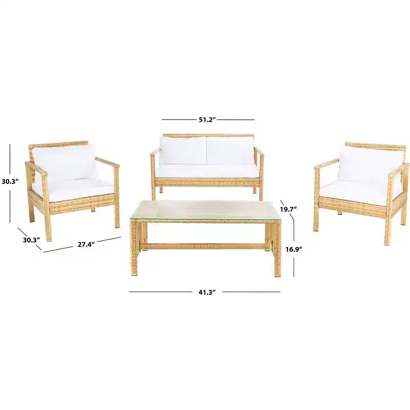 Juego de sala Garnen de 4 piezas - Interior/exterior - PAT7714 - Safavieh