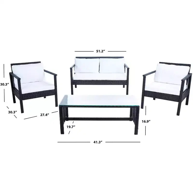 Juego de sala Garnen de 4 piezas - Interior/exterior - PAT7714 - Safavieh