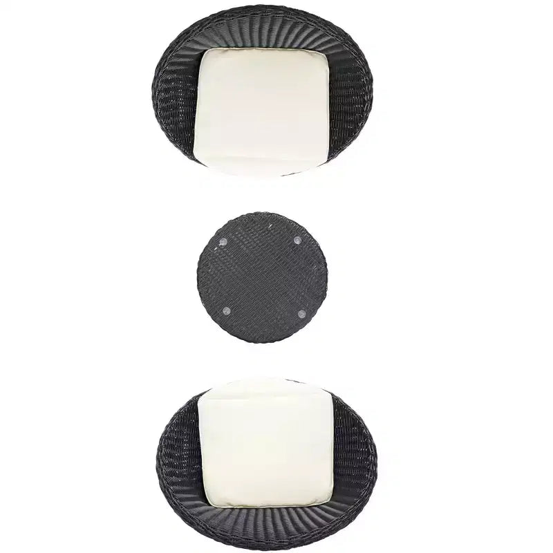 Juego de tumbonas Merami de 3 piezas - Interior/Exterior - PAT9017 - Negro/Beige - Safavieh