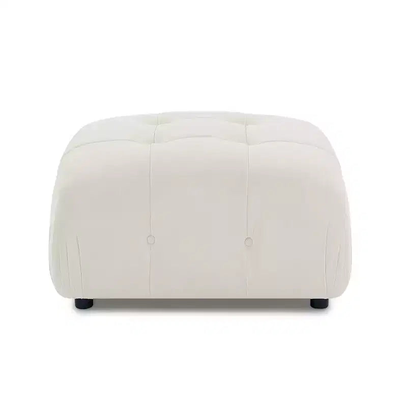 93 Modular Button Velvet/Teddy Fabric Tufted Upholstered Sectional Sofa, L Shaped Sofa with Reversible Ottoman - ModernLuxe