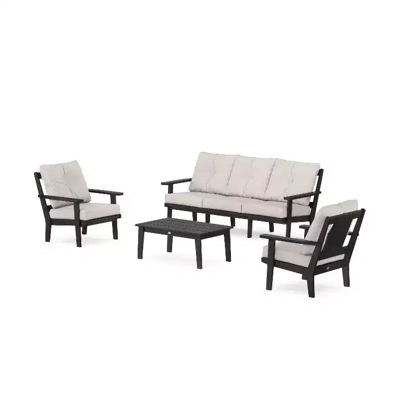 POLYWOOD 4pc Prairie Deep Seating with Sofa Outdoor Patio Conversation Set