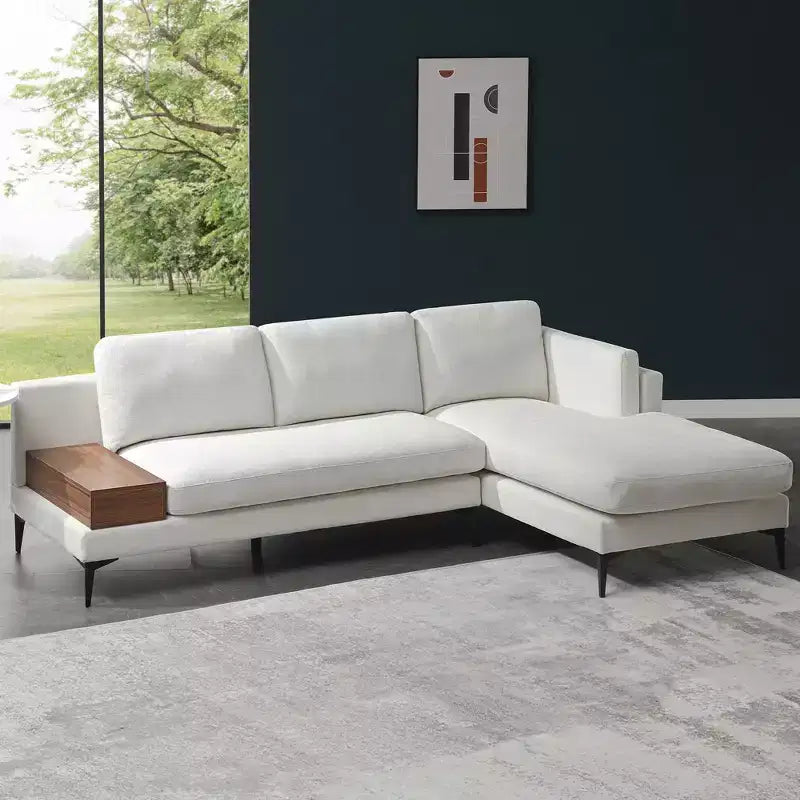 Minimalist 3 Seater L Shaped Sectional Sofa Reverisble Lounge Chaise for Living Room - Morden Fort