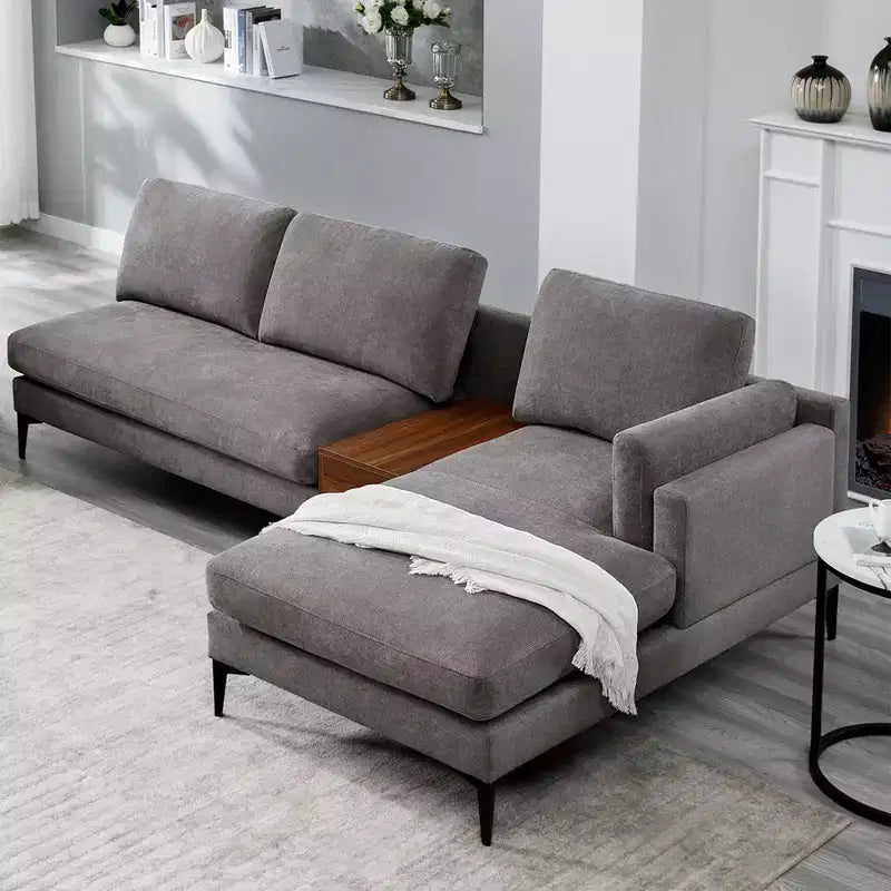 Minimalist 3 Seater L Shaped Sectional Sofa Reverisble Lounge Chaise for Living Room - Morden Fort