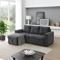 Velvet Sectional Sleeper Sofa Bed Button Tufted Couch with Reversible Storage Chaise - Morden Fort