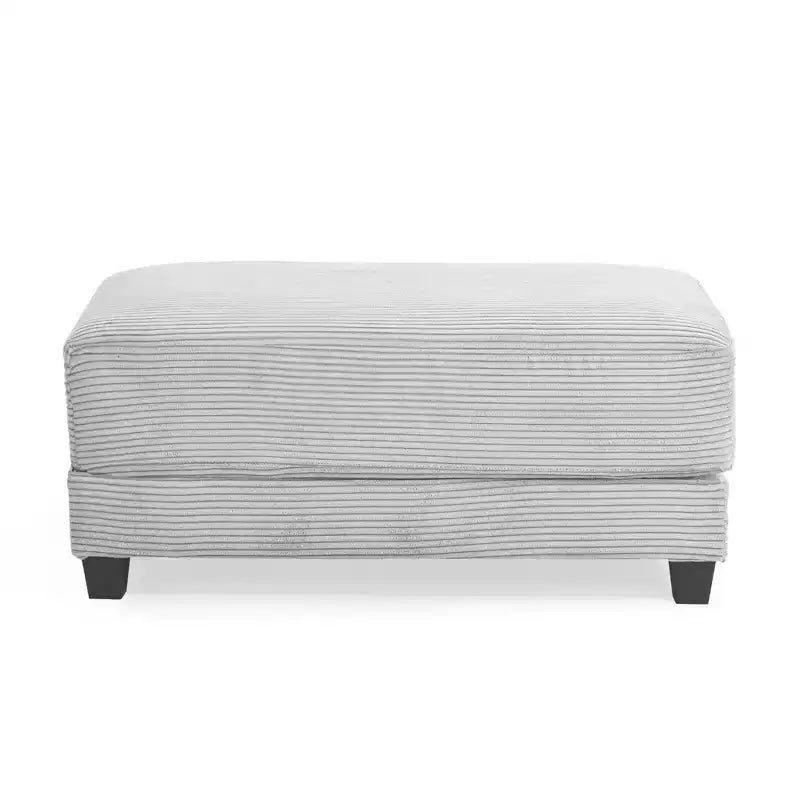 Hyleory 112'' Corduroy Sectional Sofa Bench with two ottomans and Storage side table living room