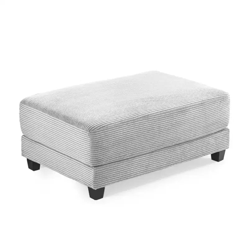 Hyleory 112'' Corduroy Sectional Sofa Bench with two ottomans and Storage side table living room