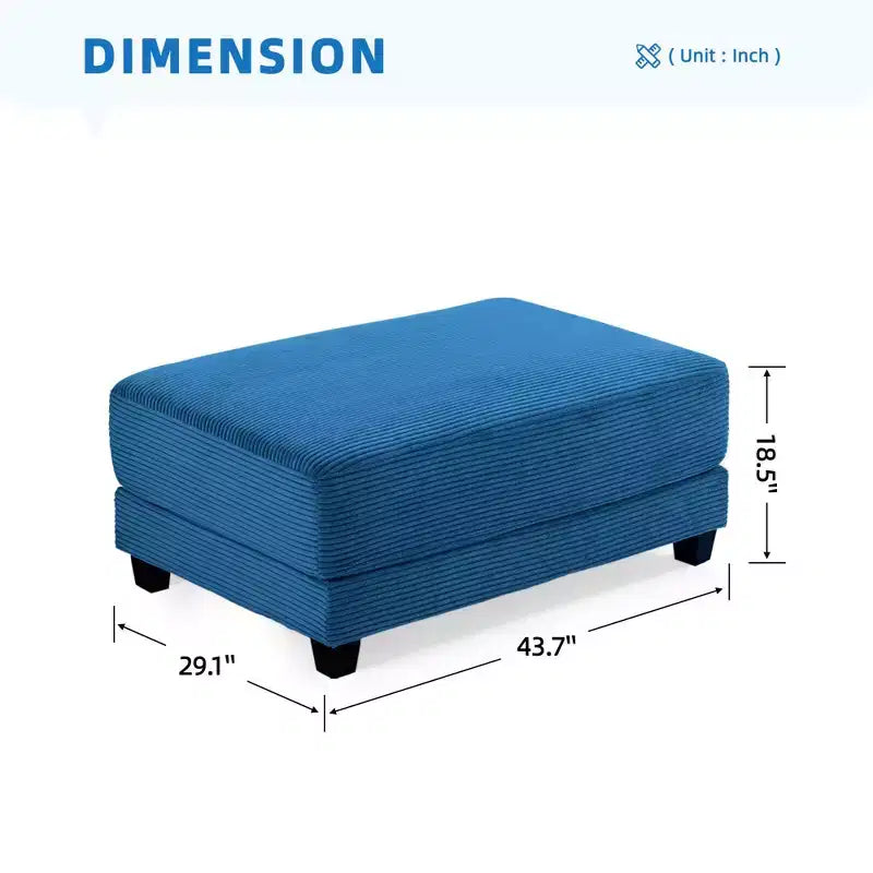 Hyleory 112'' Corduroy Sectional Sofa Bench with two ottomans and Storage side table living room