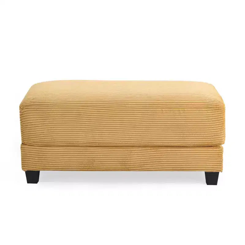 Hyleory 112'' Corduroy Sectional Sofa Bench with two ottomans and Storage side table living room