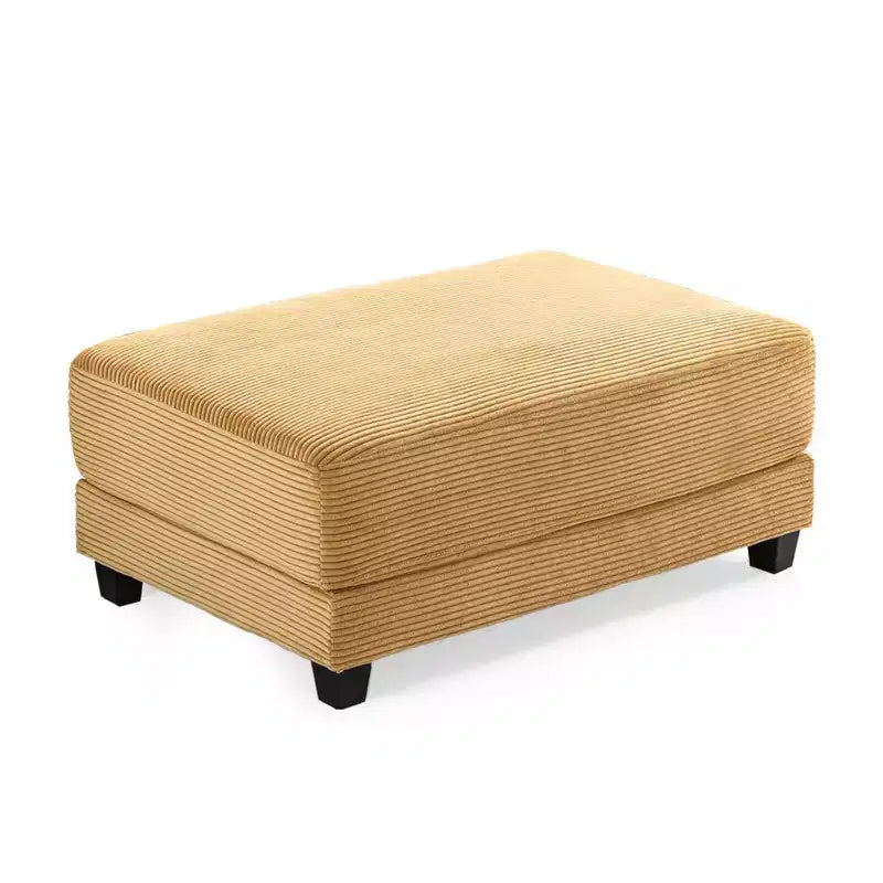 Hyleory 112'' Corduroy Sectional Sofa Bench with two ottomans and Storage side table living room