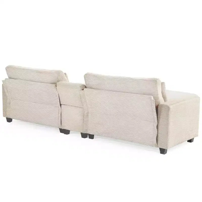 Hyleory 3 - Piece 112'' Corduroy Sectional Sofa with ottoman for living room