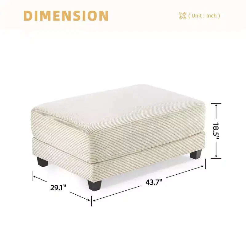 Hyleory 3 - Piece 112'' Corduroy Sectional Sofa with ottoman for living room