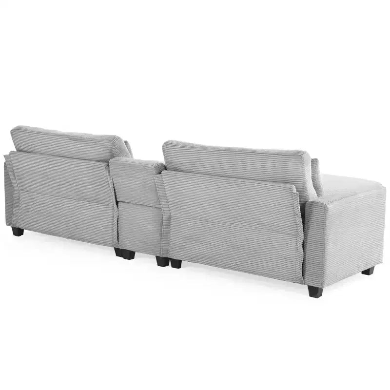 Hyleory 3 - Piece 112'' Corduroy Sectional Sofa with ottoman for living room