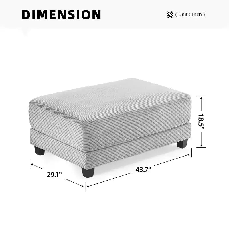 Hyleory 3 - Piece 112'' Corduroy Sectional Sofa with ottoman for living room
