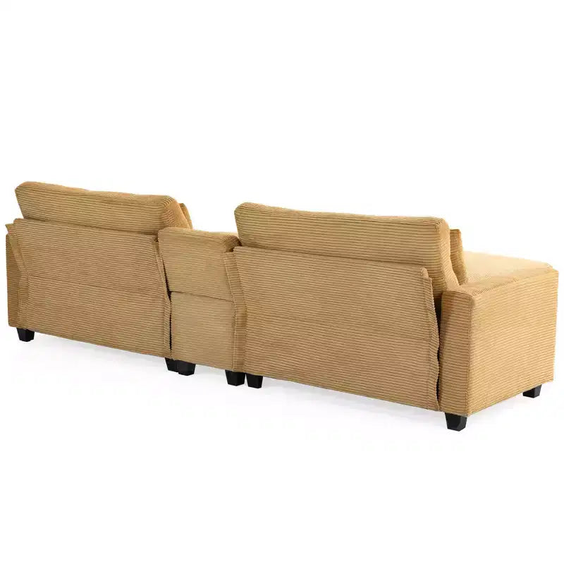 Hyleory 3 - Piece 112'' Corduroy Sectional Sofa with ottoman for living room