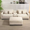 Hyleory 3 - Piece 112'' Corduroy Sectional Sofa with ottoman for living room