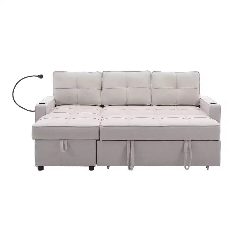 Hyleory 3 - Piece 82.2'' Velvet Upholstered Sectional Sofa Bed, Sleeper Sofa Bed