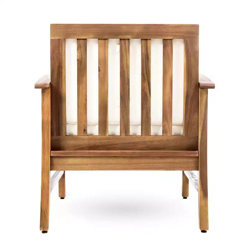 GDFStudio Abena Juego de conversación de 4 plazas para exteriores de madera de acacia con cojines, teca y crema
