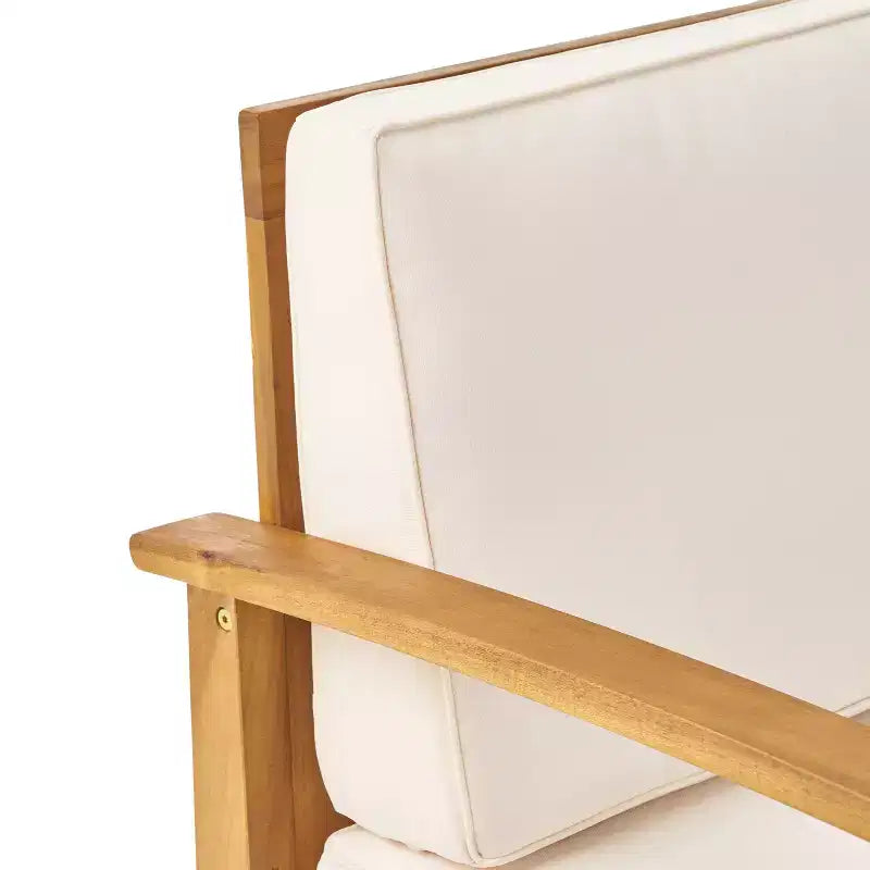 GDFStudio Abena Juego de conversación de 4 plazas para exteriores de madera de acacia con cojines, teca y crema