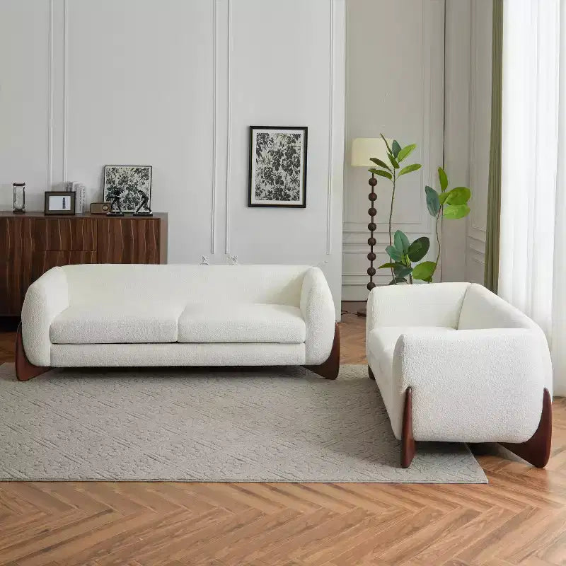 Christopher Knight Home Emma 2 Pieces Living Room Boucle Upholstered Sofa Set, Beige