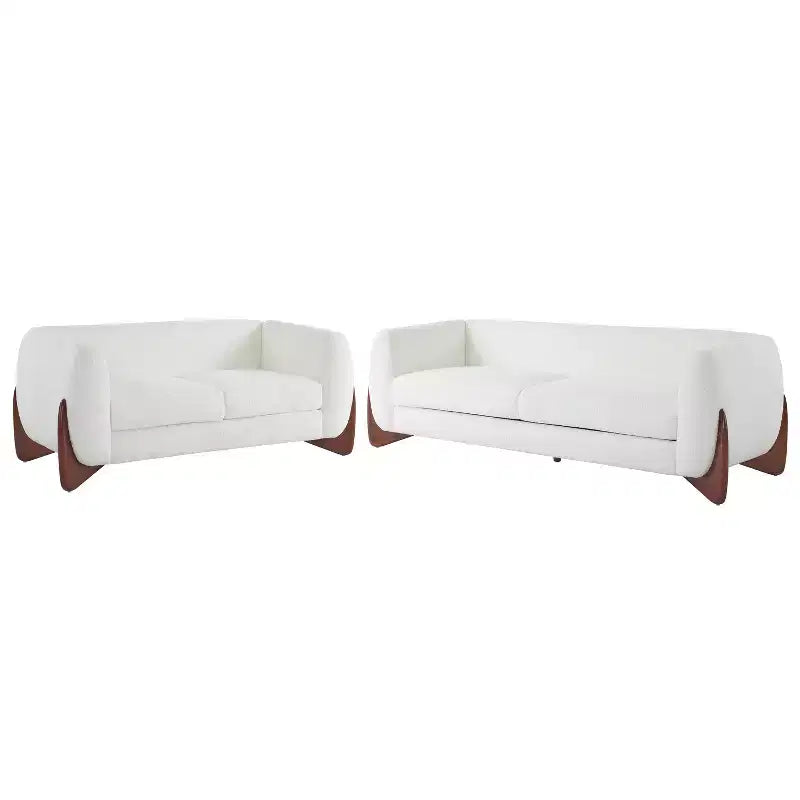 Christopher Knight Home Emma 2 Pieces Living Room Boucle Upholstered Sofa Set, Beige