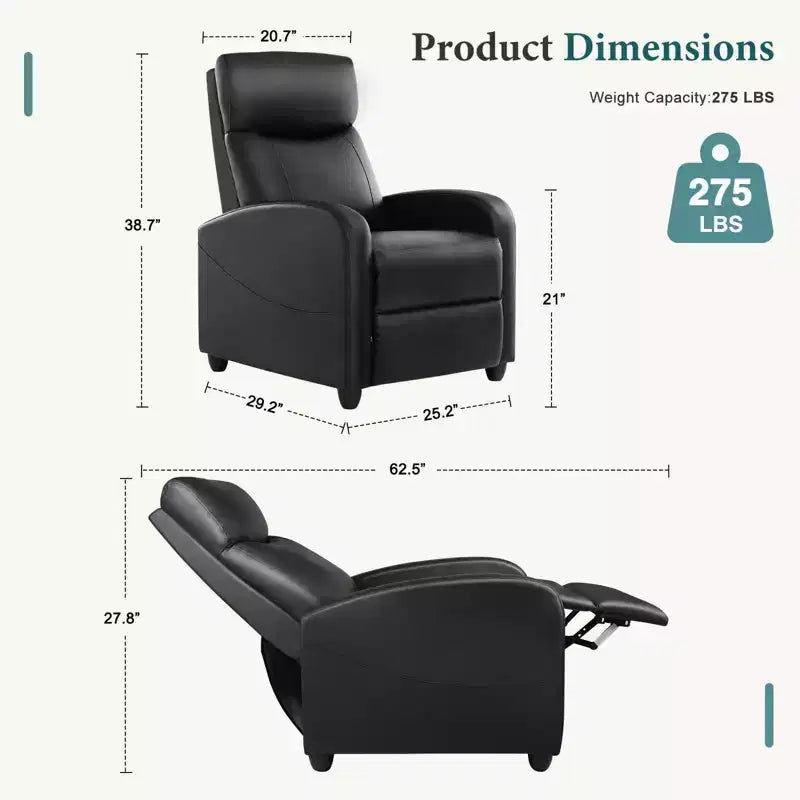 JIONJOY Wall-Hugger Massage Recliner Chair, Adjustable PU Leather Home Theater Recliner with Lumbar Massage, Quiet Motor