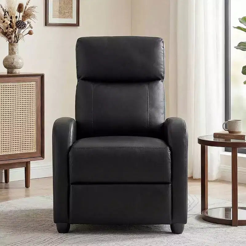 JIONJOY Wall-Hugger Massage Recliner Chair, Adjustable PU Leather Home Theater Recliner with Lumbar Massage, Quiet Motor
