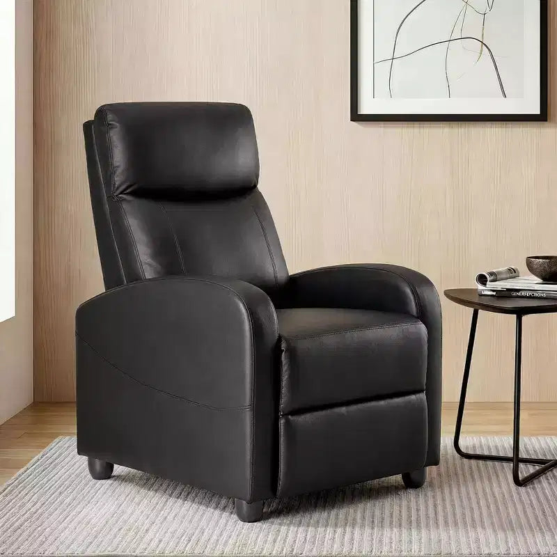 JIONJOY Wall-Hugger Massage Recliner Chair, Adjustable PU Leather Home Theater Recliner with Lumbar Massage, Quiet Motor