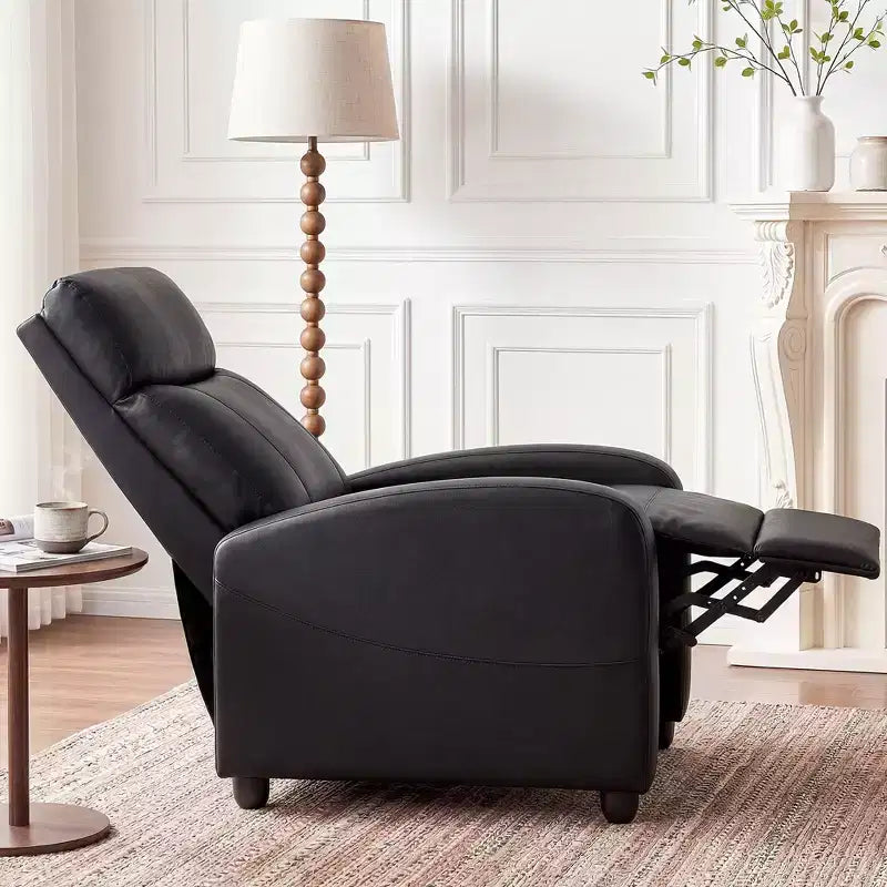 JIONJOY Wall-Hugger Massage Recliner Chair, Adjustable PU Leather Home Theater Recliner with Lumbar Massage, Quiet Motor