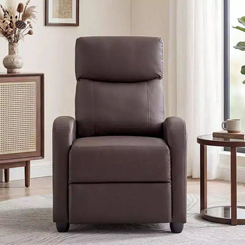 JIONJOY Wall-Hugger Massage Recliner Chair, Adjustable PU Leather Home Theater Recliner with Lumbar Massage, Quiet Motor