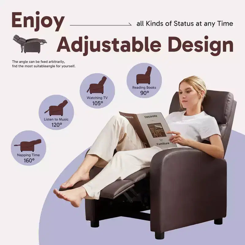 JIONJOY Wall-Hugger Massage Recliner Chair, Adjustable PU Leather Home Theater Recliner with Lumbar Massage, Quiet Motor
