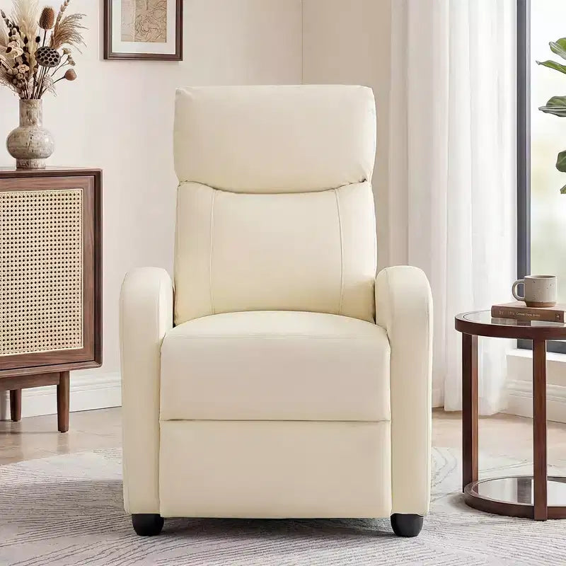 JIONJOY Wall-Hugger Massage Recliner Chair, Adjustable PU Leather Home Theater Recliner with Lumbar Massage, Quiet Motor