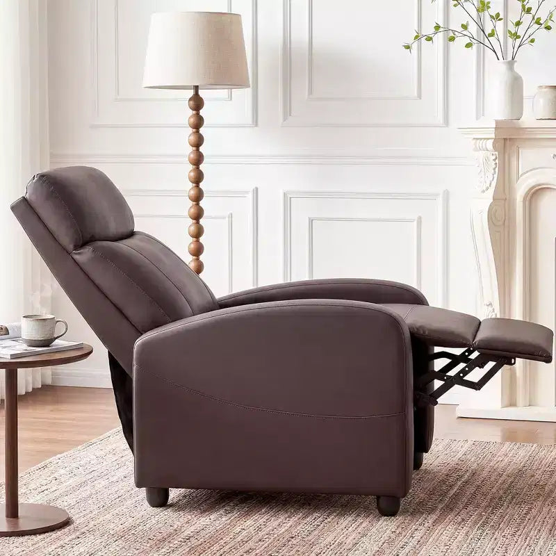 JIONJOY Wall-Hugger Massage Recliner Chair, Adjustable PU Leather Home Theater Recliner with Lumbar Massage, Quiet Motor