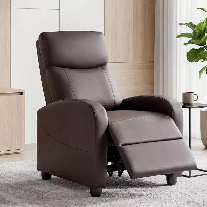 JIONJOY Wall-Hugger Massage Recliner Chair, Adjustable PU Leather Home Theater Recliner with Lumbar Massage, Quiet Motor