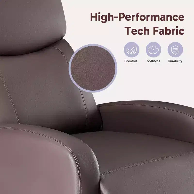 JIONJOY Wall-Hugger Massage Recliner Chair, Adjustable PU Leather Home Theater Recliner with Lumbar Massage, Quiet Motor