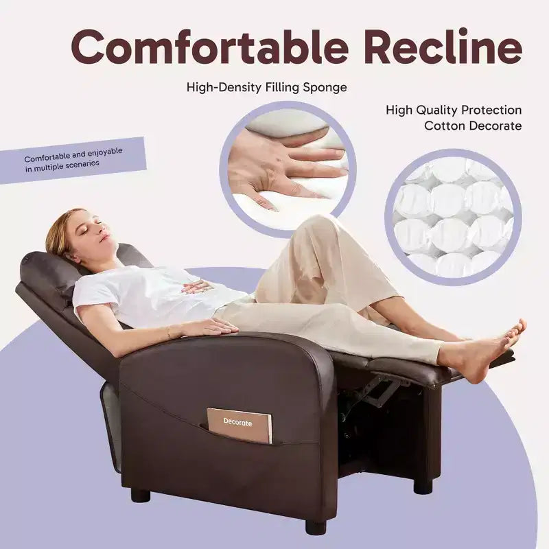 JIONJOY Wall-Hugger Massage Recliner Chair, Adjustable PU Leather Home Theater Recliner with Lumbar Massage, Quiet Motor
